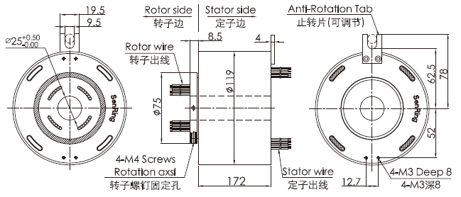 212004250212004250系列大电流滑环 系列滑环外形图纸