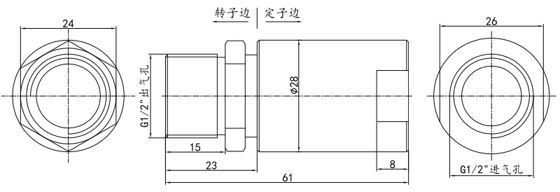 3001015l3001015L系列单通路纯气动旋转接头 系列滑环外形图纸