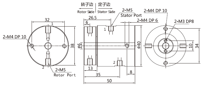 30020043002004系列二通路气电滑环 系列滑环外形图纸