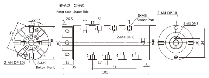 30080043008004系列多通路导气滑环 系列滑环外形图纸