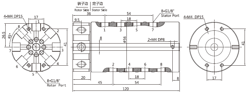 30080063008006系列多通路气路旋转接头 系列滑环外形图纸