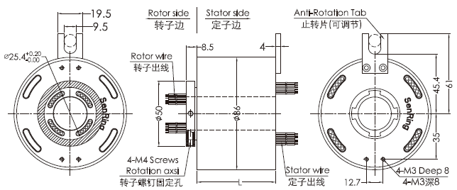 eh2586-01EH2586-01系列1路千兆网线旋转接头 系列滑环外形图纸