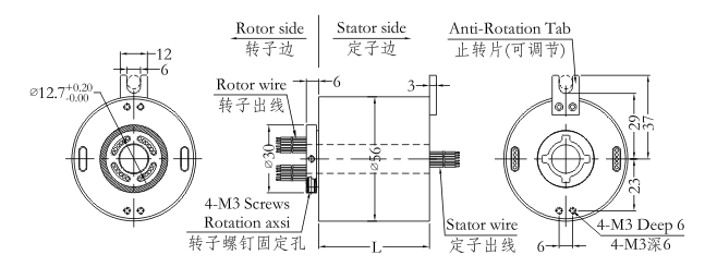 h1256H1256系列（过孔式、空心轴）滑环 系列滑环外形图纸