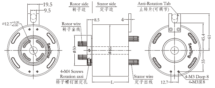 h1286H1286系列过孔滑环 系列滑环外形图纸