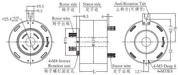 h25119H25119系列过孔导电滑环 系列滑环外形图纸