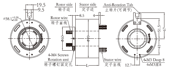 h3899H3899系列（过孔式、空心轴）滑环 系列滑环外形图纸