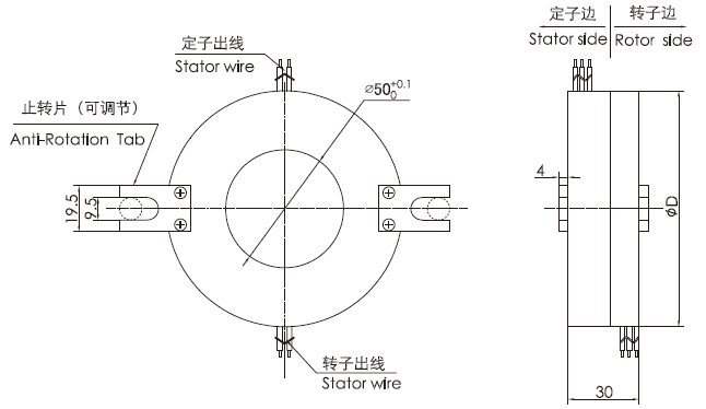 k250K250系列整体盘式滑环 系列滑环外形图纸