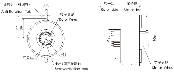 k312K312系列超薄扁平盘式滑环 系列滑环外形图纸