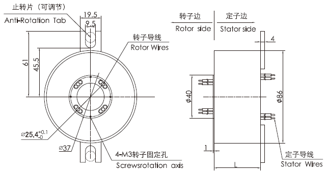 k325K325系列超薄扁平盘式滑环 系列滑环外形图纸